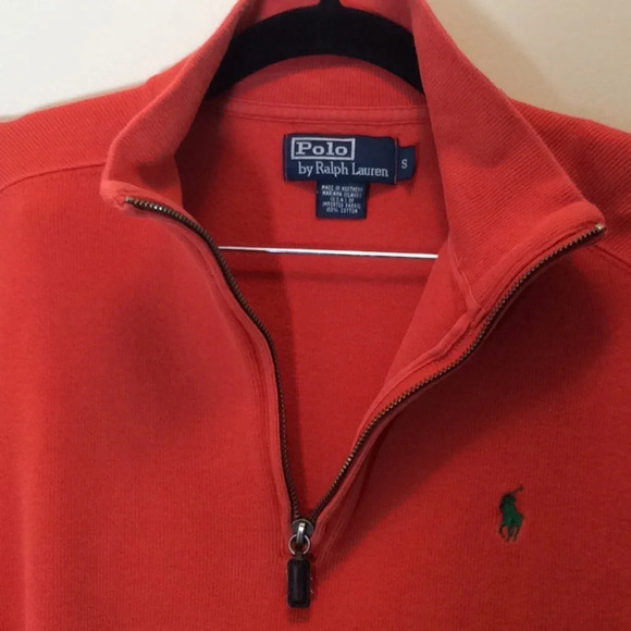 Polo by RL Orange Quarter-Zip Sweater Green Pony - Picture 4 of 8